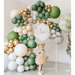 Guirlande de ballons verts et dorés pour fête, anniversaire, mariage