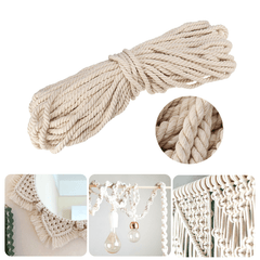 Cotton Rope 8Mm Natural Beige Twisted Cord DIY Craft Macrame Handmake String 45M Decorations