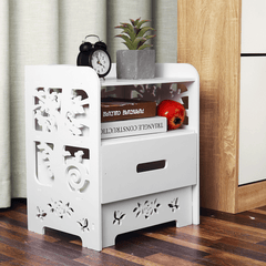 Bedroom Nightstand End Side Bedside Table Storage Cabinet Drawer White