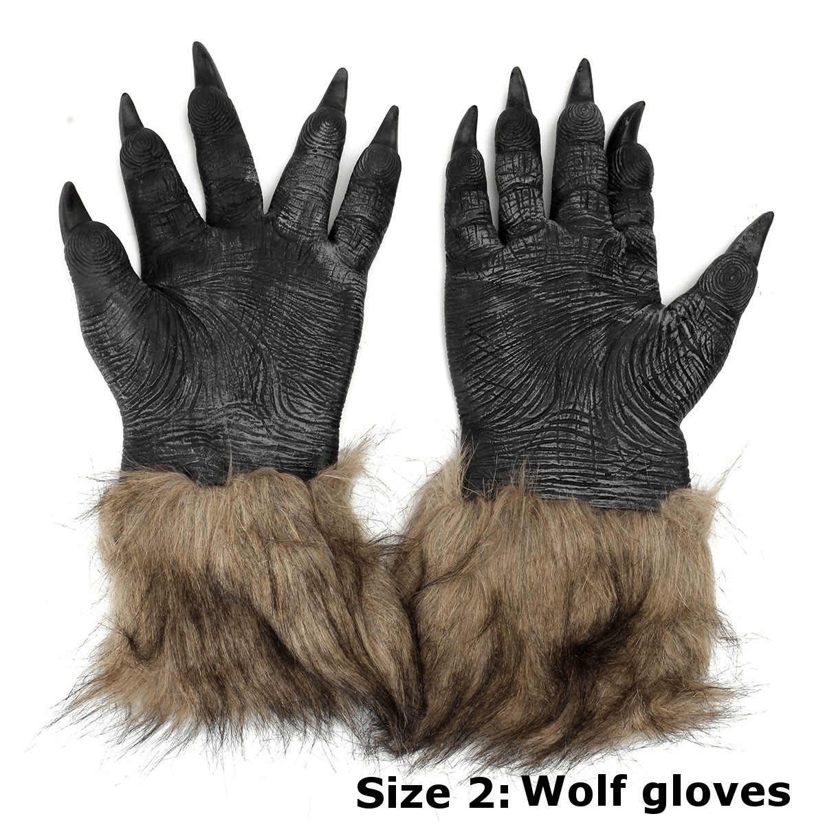 1/2PC Máscara de látex de goma con cabeza de lobo y guantes de hombre lobo para fiesta de Halloween, cosplay aterrador