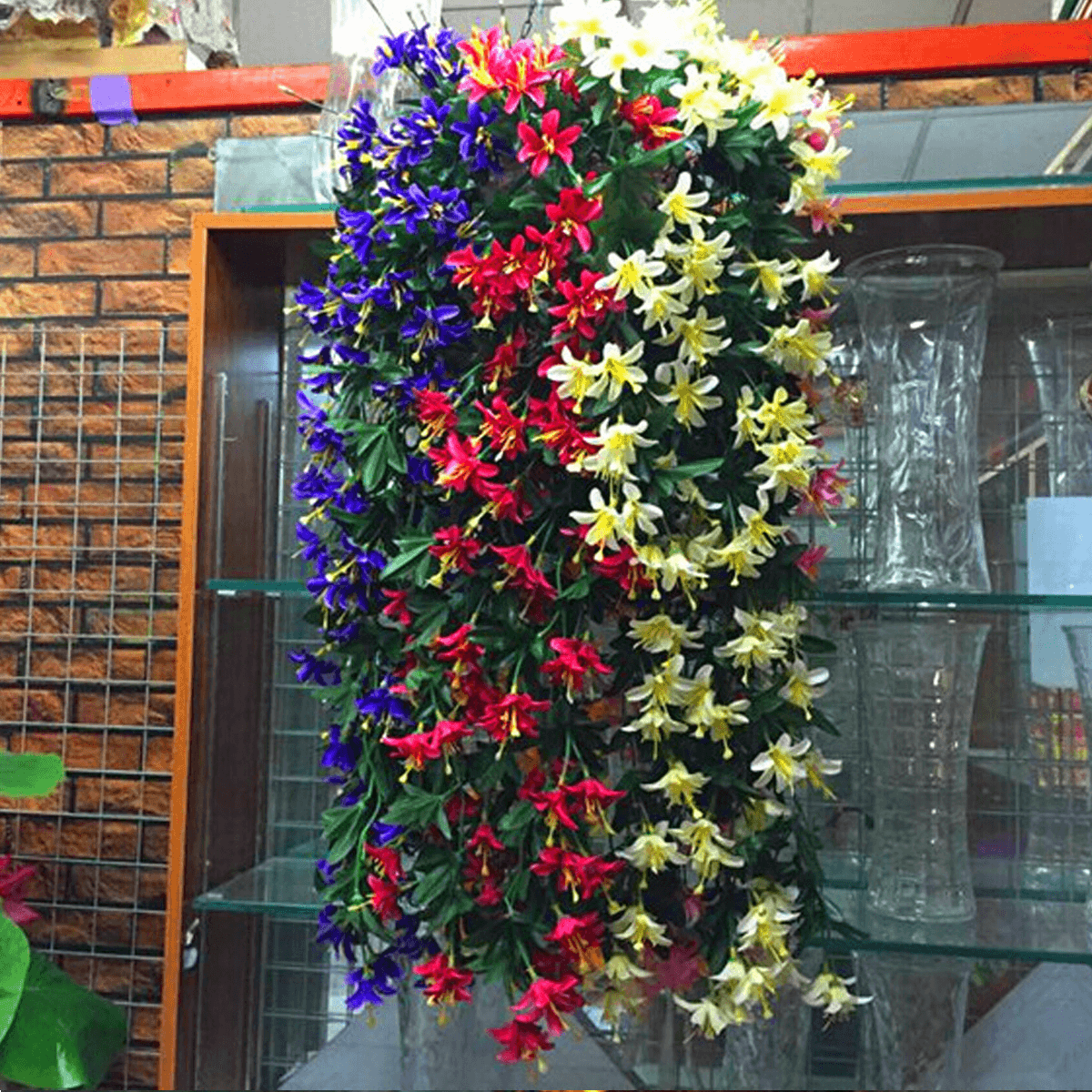 1 bouquet de fleurs de lys artificielles en soie, guirlande de vigne, décorations de mariage à suspendre pour la maison 