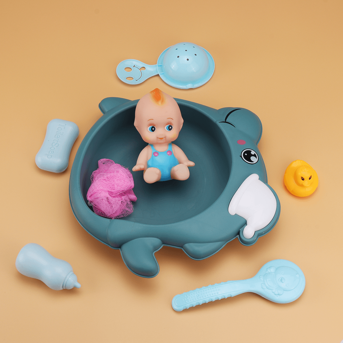 8 Pcs Baby Kids Bath Basin Doll Duck Shower Bathtub Floating Toys