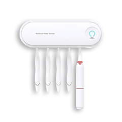 Stérilisateur de brosse à dents UV 2 en 1, support mural pour 5 brosses à dents et fonction de séchage, nettoyant antibactérien automatique