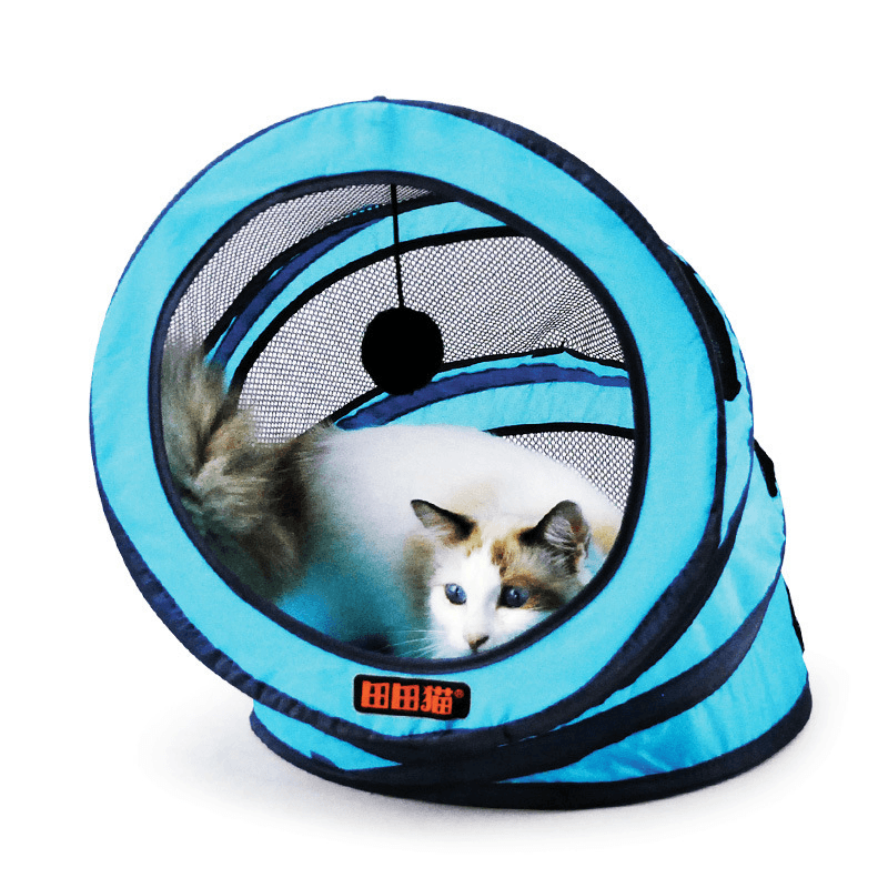 Túnel de juguete plegable con espiral para gatos, juguete de entrenamiento transpirable para gatos, divertido túnel para gatos