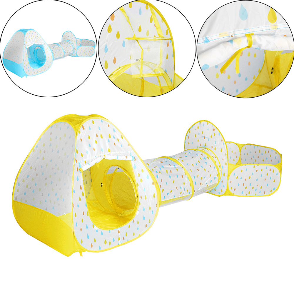 Tente pliante 3 en 1 pour piscine à balles jaune/bleue pour jeux d'enfants