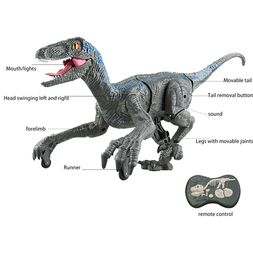 2.4G 5CH RC Raptors Velociraptor Dinosaure Électrique Marche Simulation Animal Télécommande Jurassic Dinobot Modèle avec Son et Lumières Jouet pour Enfants Cadeau