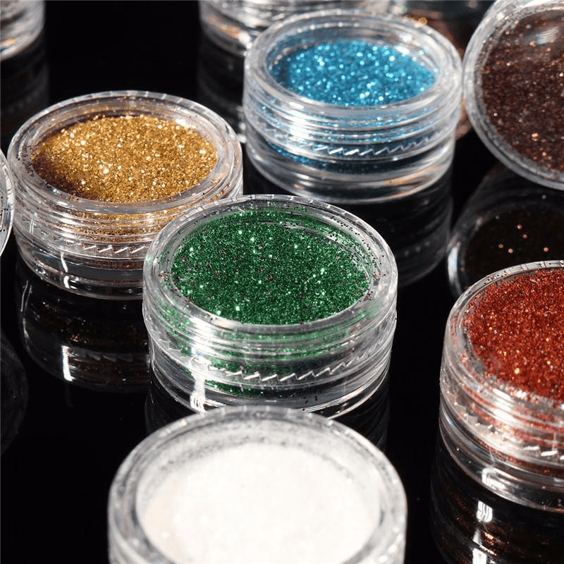 16 Colors Eye Shadow Pigment Glitter Powder Spangle Set Nail Art Decoration DIY Bling Party Shimmer Makeup