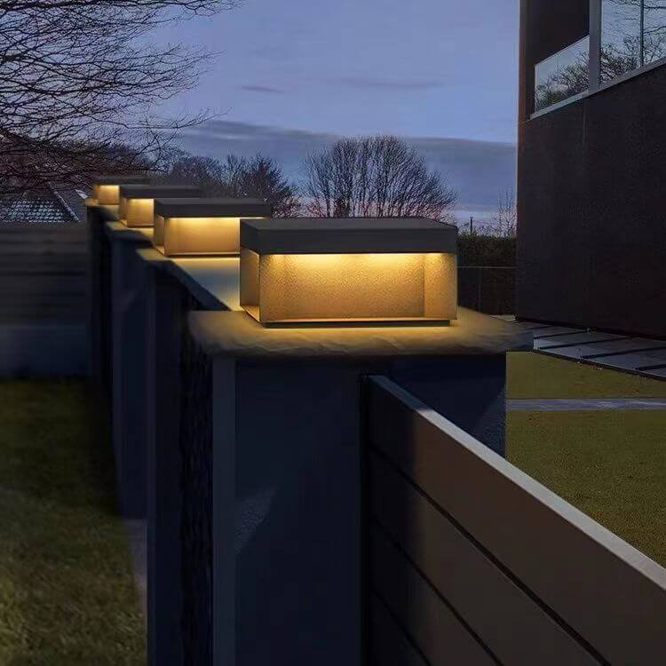 Solar Modern Simple Glass Cuboid LED Outdoor Landscape Light