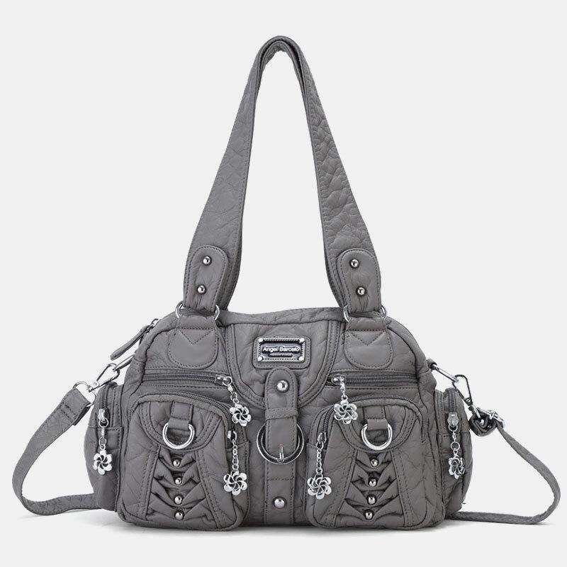 Angel Kiss Sac à bandoulière en cuir PU pour femme, sac à main multi-ports, couleur unie, tendance et décontracté 