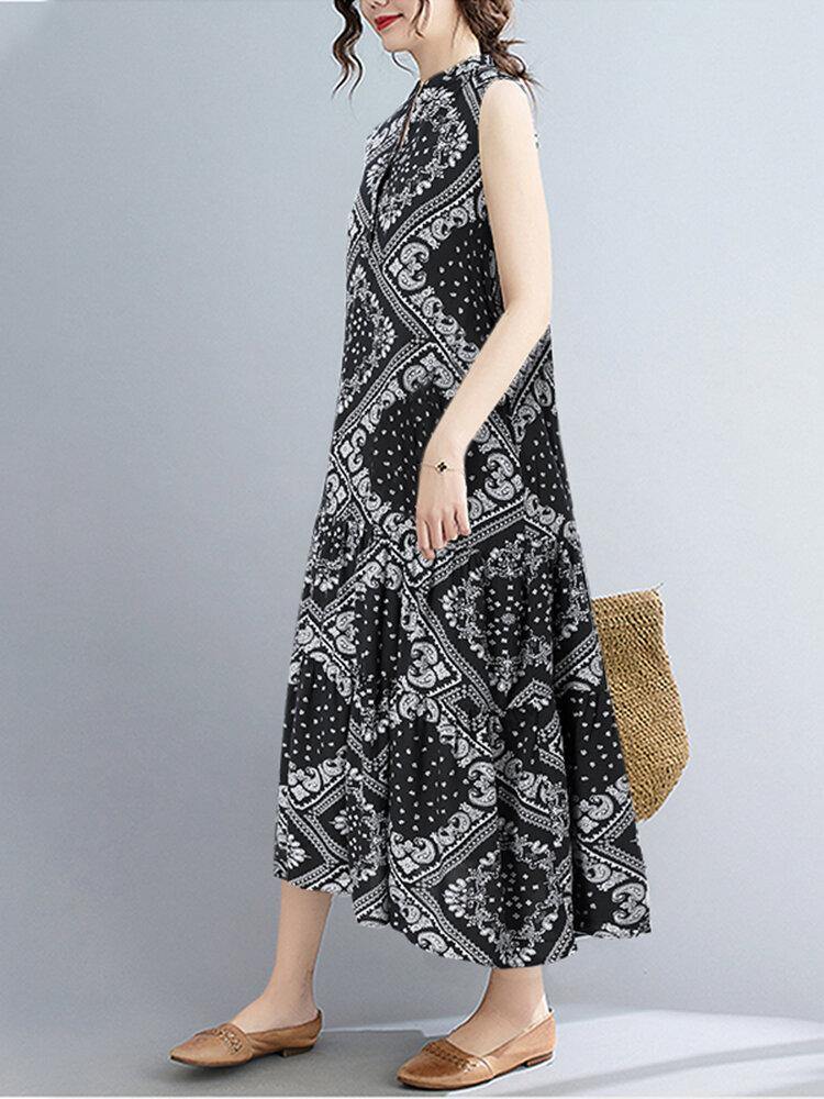 Robe à imprimé géométrique épissée 100 % rayonne pour femme 