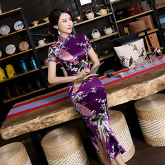 Robe longue cheongsam améliorée de style chinois pour le printemps et l'été