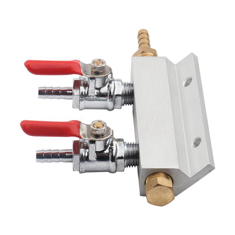 2 Way CO2 Gas Distribution Block Manifold with 7mm Hose Barbs Home Brewing Draft Beer Dispense Keg Wine Making