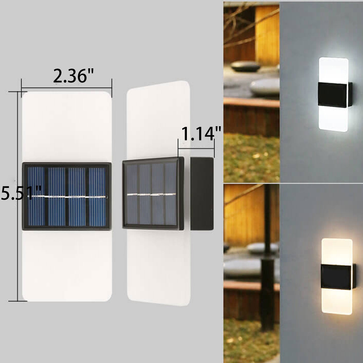 Courtyard Waterproof Acrylic LED Solar Wall Sconce Lamp Outdoor Light