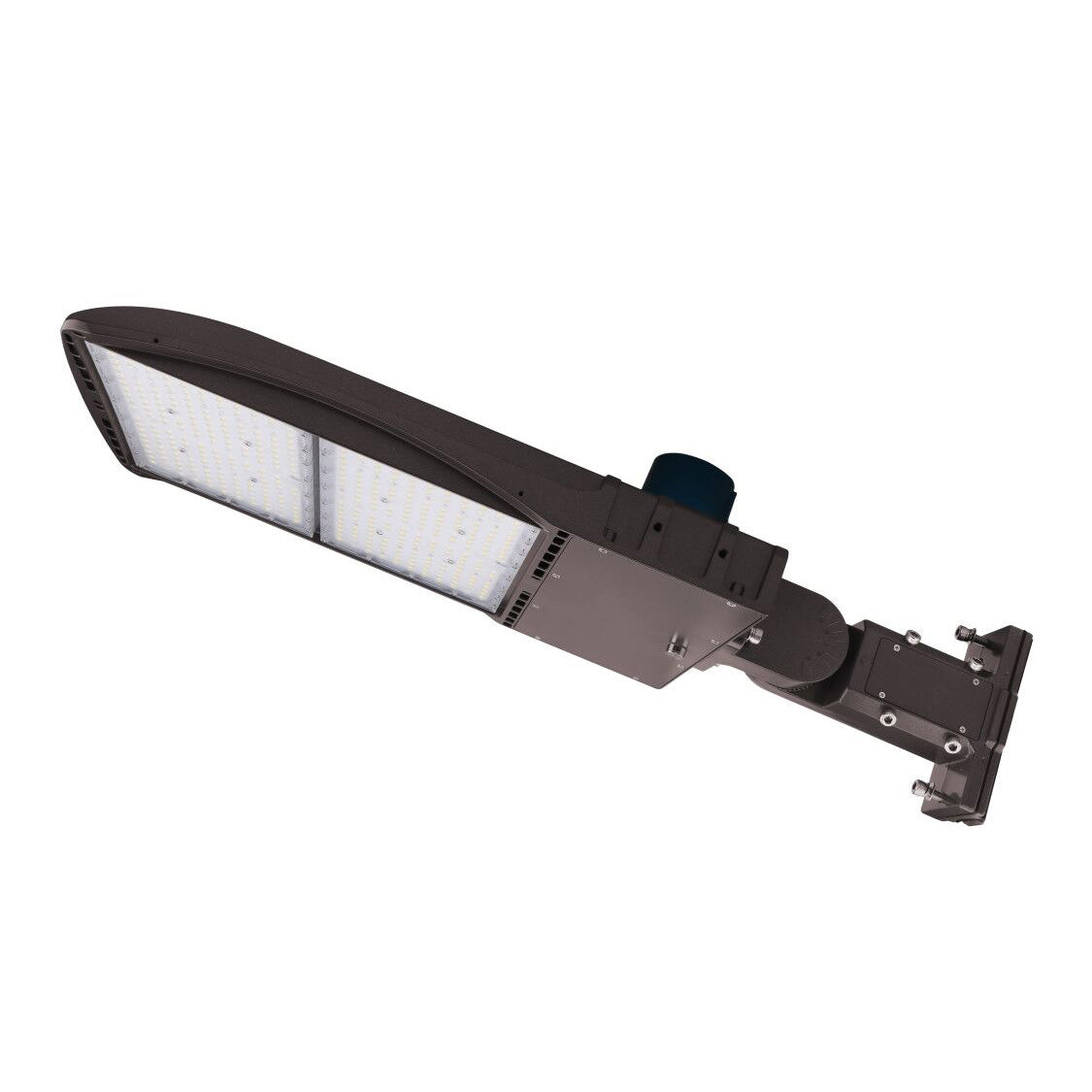 Lampadaire LED 240 W avec cellule photoélectrique du crépuscule à l'aube, 3 000 K, montage universel, bronze, AC 120-277 V, étanche IP65, éclairage de parking LED - Éclairage public extérieur pour zones commerciales