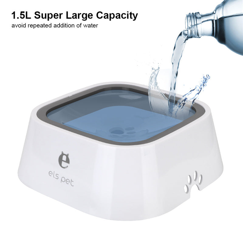 Bol d'eau pour chat et chien de 1,5 L - Bol flottant anti-débordement - Distributeur d'eau lente - Fontaine pour animaux de compagnie - Fournitures pour chiens en ABS et PP