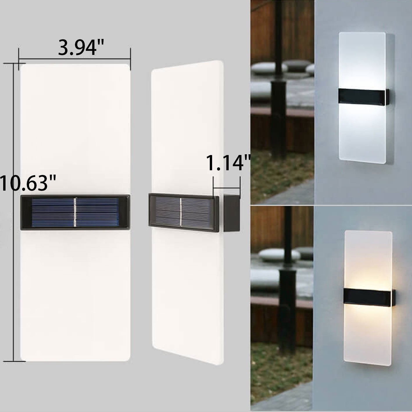 Courtyard Waterproof Acrylic LED Solar Wall Sconce Lamp Outdoor Light