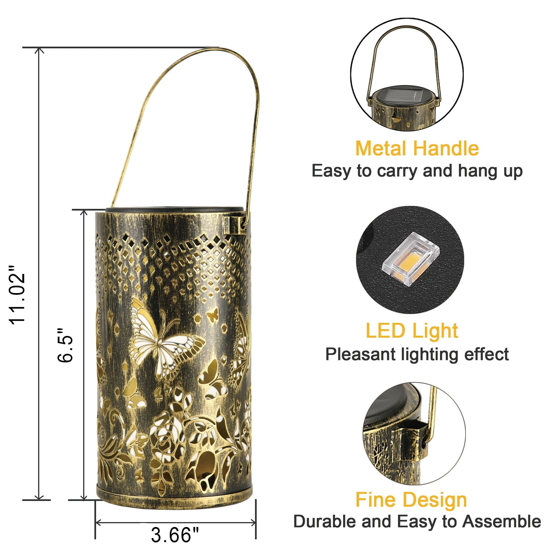 Lámpara de proyección LED solar para exteriores, moderna y creativa, con forma de pájaro y mariposa, de hierro hueco 