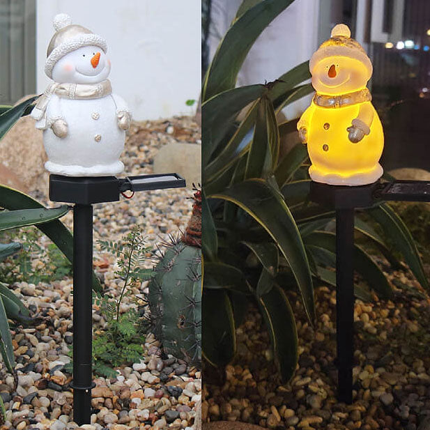 Solar Christmas Resin Snowman Outdoor Garden Decoration Lawn Landscape Light