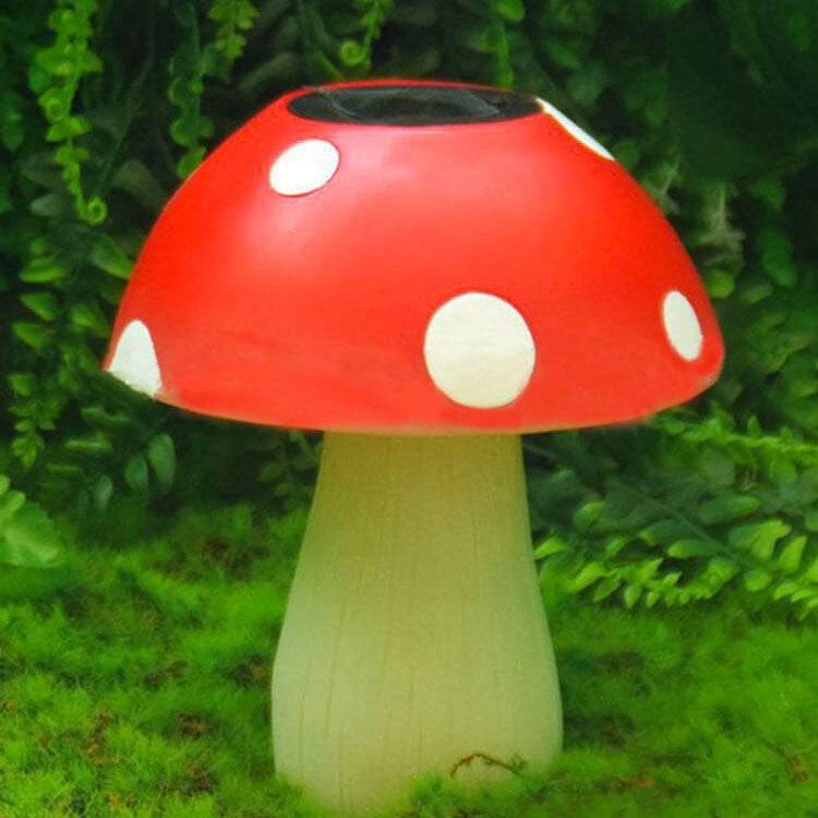 Lampe solaire de jardin à LED en résine en forme de champignon, imperméable, pour extérieur 