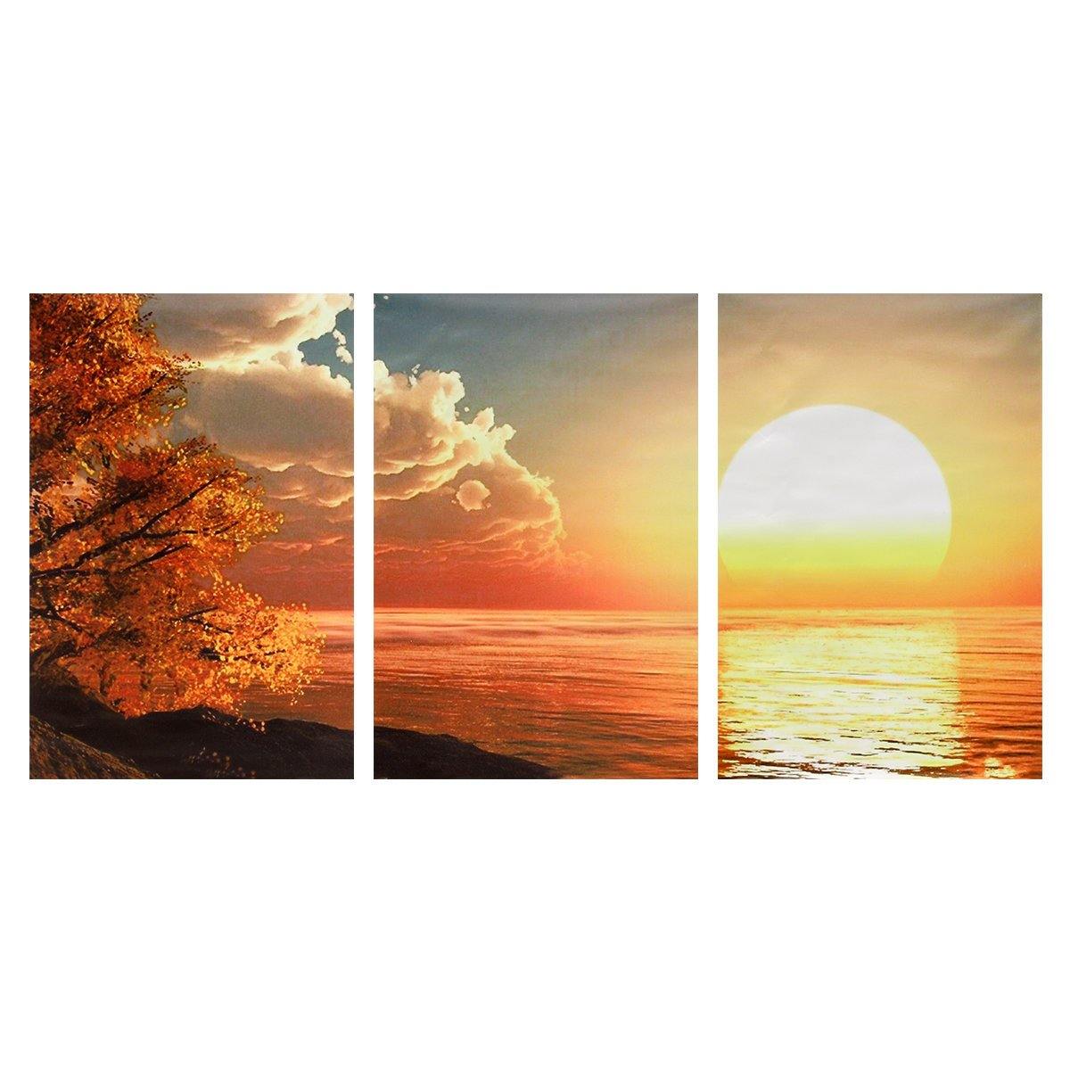 3 Cascade Day Sunset Scene Canvas Painting Decorative Wall Picture Home Decoration Unframed