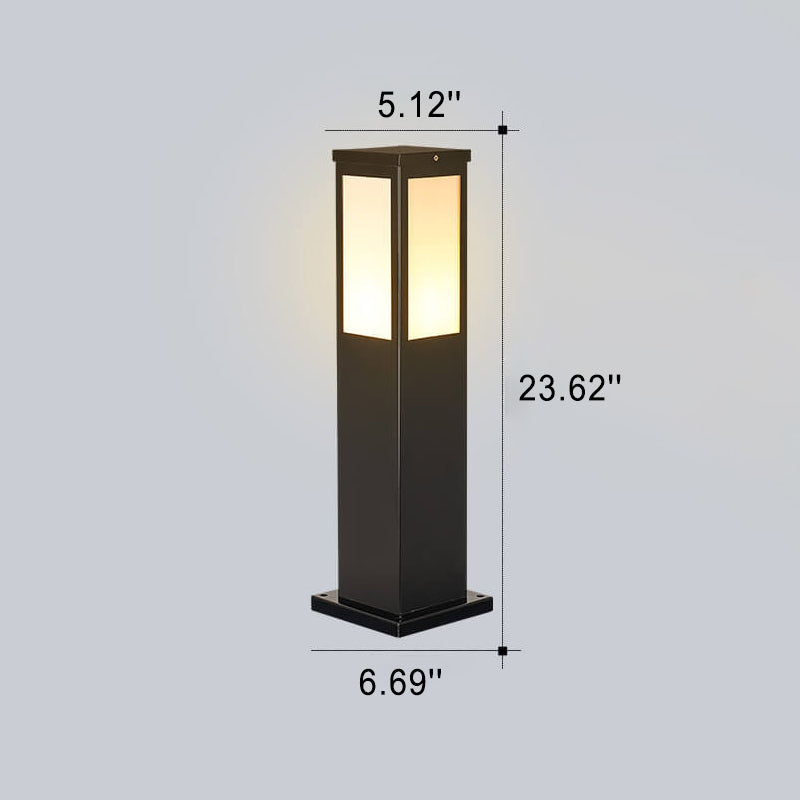 Lampe de chemin d'extérieur étanche à colonne carrée solaire moderne pour pelouse 