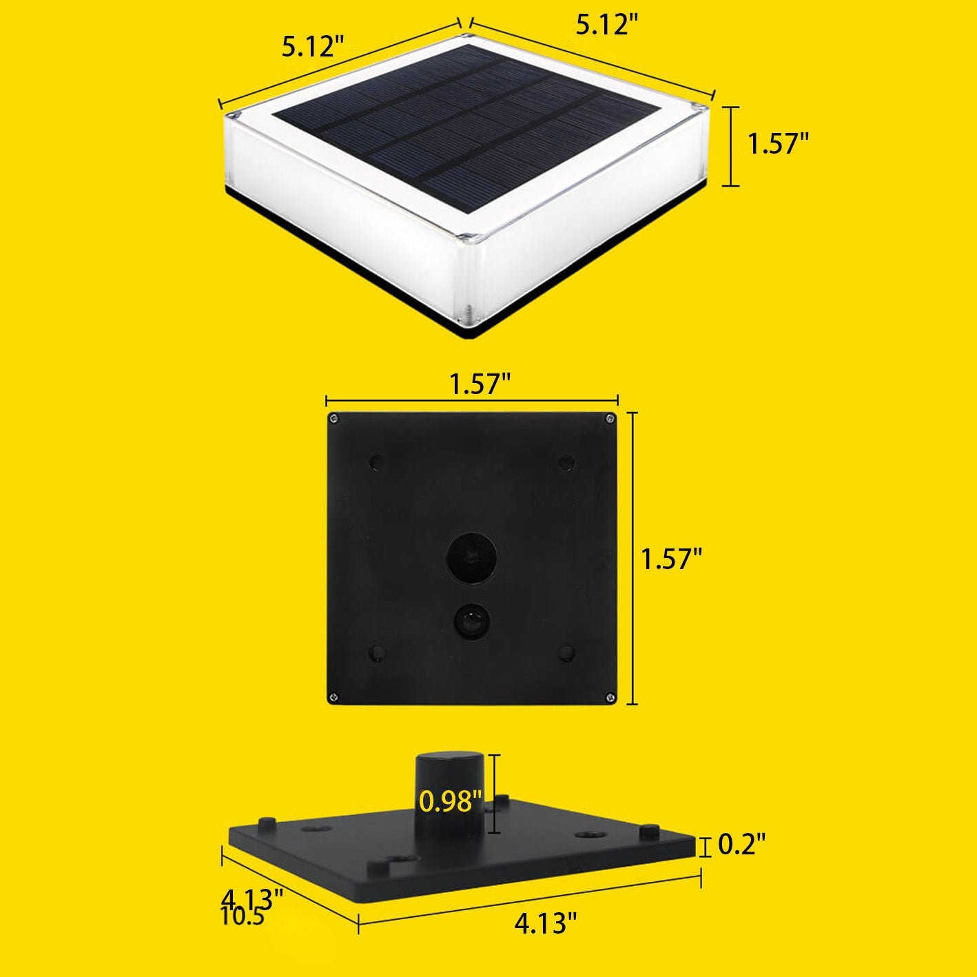 Farola cuadrada RGB solar moderna para exteriores, luz de paisaje para jardín 