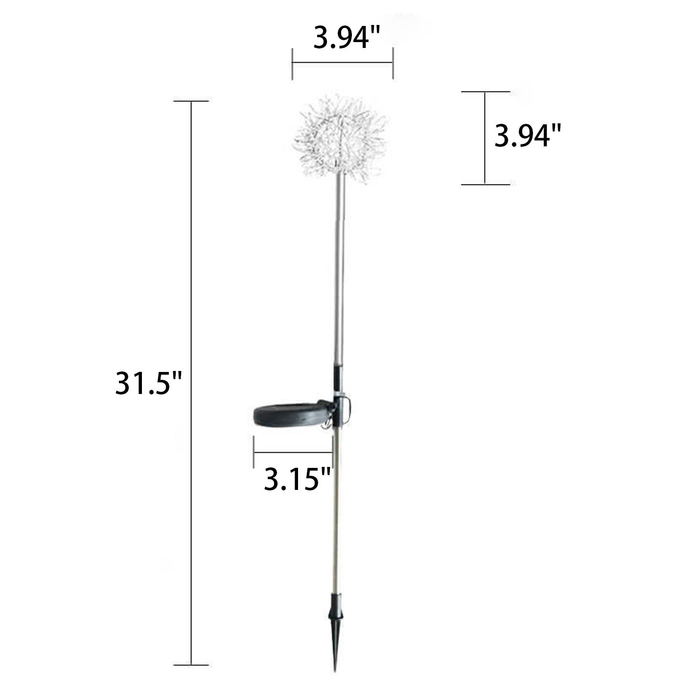 Solar Dandelion Aluminum Wire Globe Light LED Outdoor Waterproof Luminous Garden Insert Ground Landscape Light