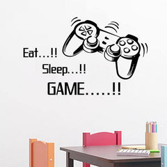 Creative Art Game Handle Wall Stickers "EAT SLEEP GAME" Black Vinyl Removable Printed Game Lovers Bedroom Wall Stickers Hot Play Game Handle Living Room Bedroom Personality Decoration Wall Stickers