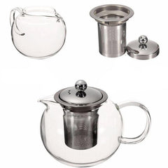 600/950/1300ml Clear Stainless Steel Heat Resistant Glass Teapot Infuser Tea Pot