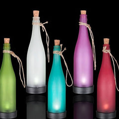 Lot de 5 lampes solaires pour bouteille de vin - Décoration extérieure - Lampe LED suspendue en plastique 