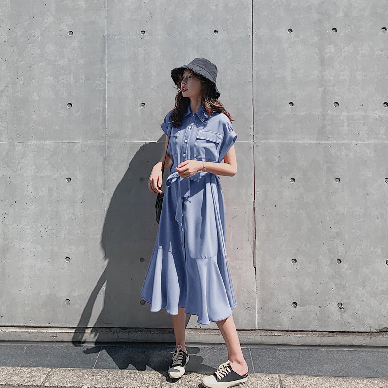 Vestido camisero con cola de pez de la francesa Hepburn