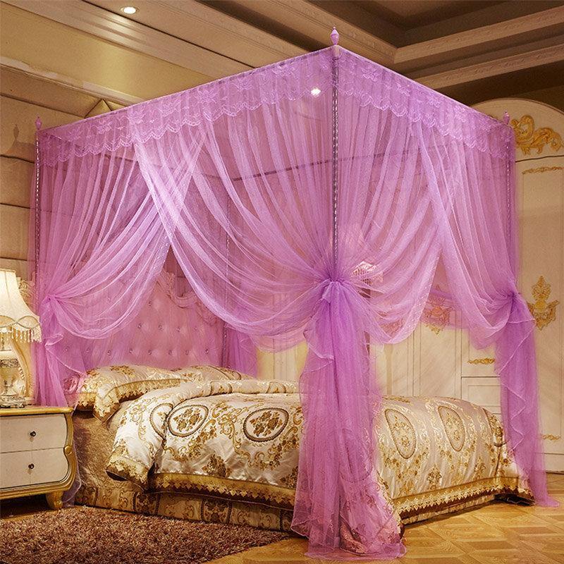 Rideau de lit de luxe de style princesse 1,8 x 2 m, panneau de literie, baldaquin, moustiquaire à quatre coins