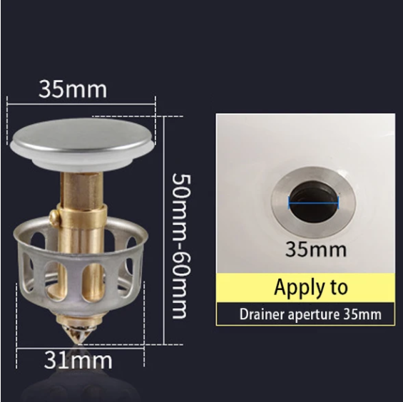 Filtro de desagüe de rebote para lavabo universal