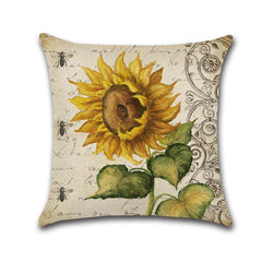 Funda de almohada decorativa de lino y algodón de 18 x 18 pulgadas con diseño de girasol, color verde 