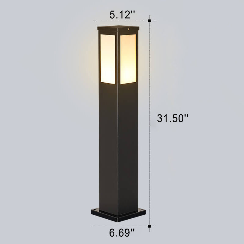 Lampe de chemin d'extérieur étanche à colonne carrée solaire moderne pour pelouse 