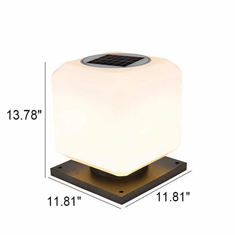 Modern Simple Solar Square Post Head Light LED Outdoor Waterproof Garden Landscape Light