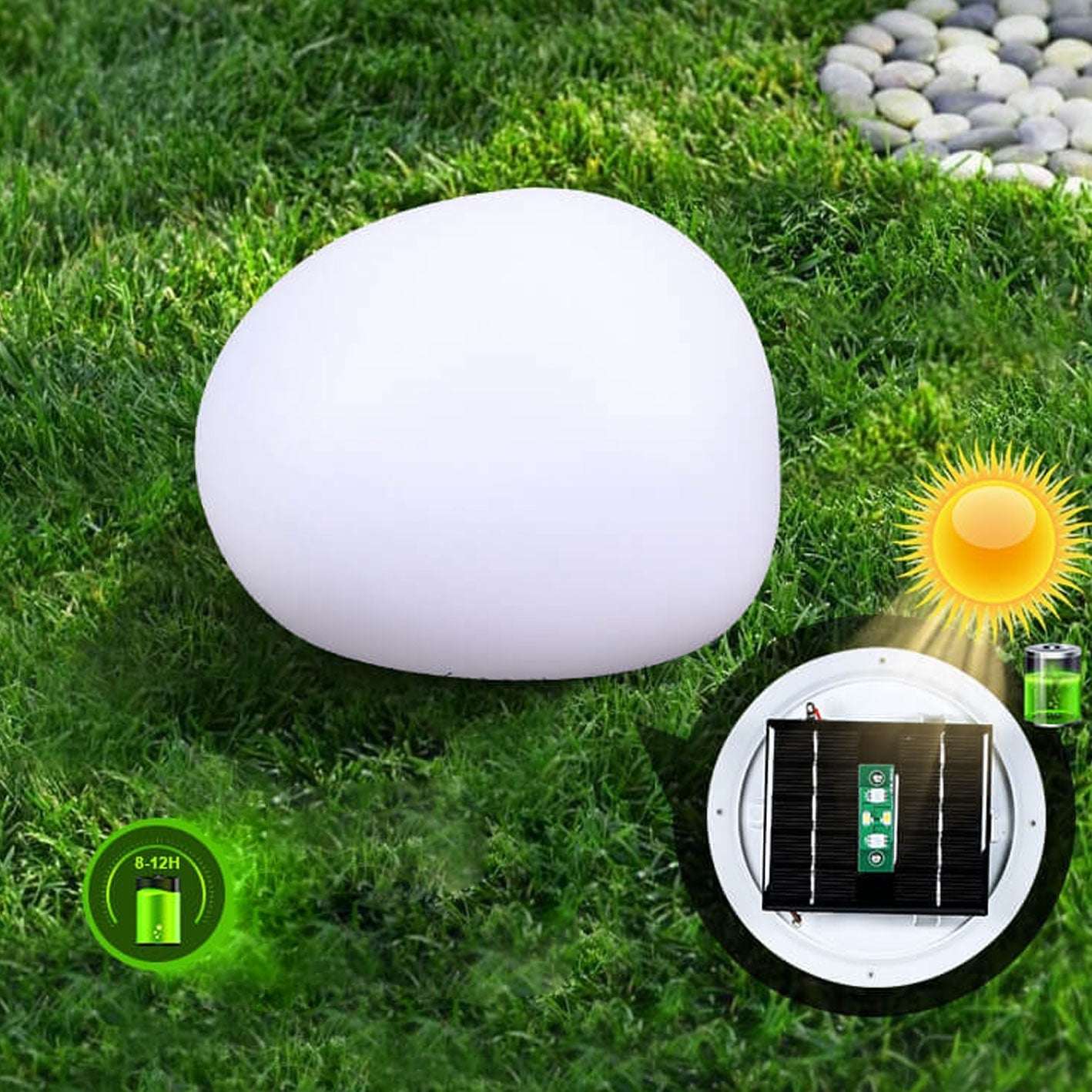 Solar Waterproof PE Spherical LED Outdoor Decorative Lawn Light