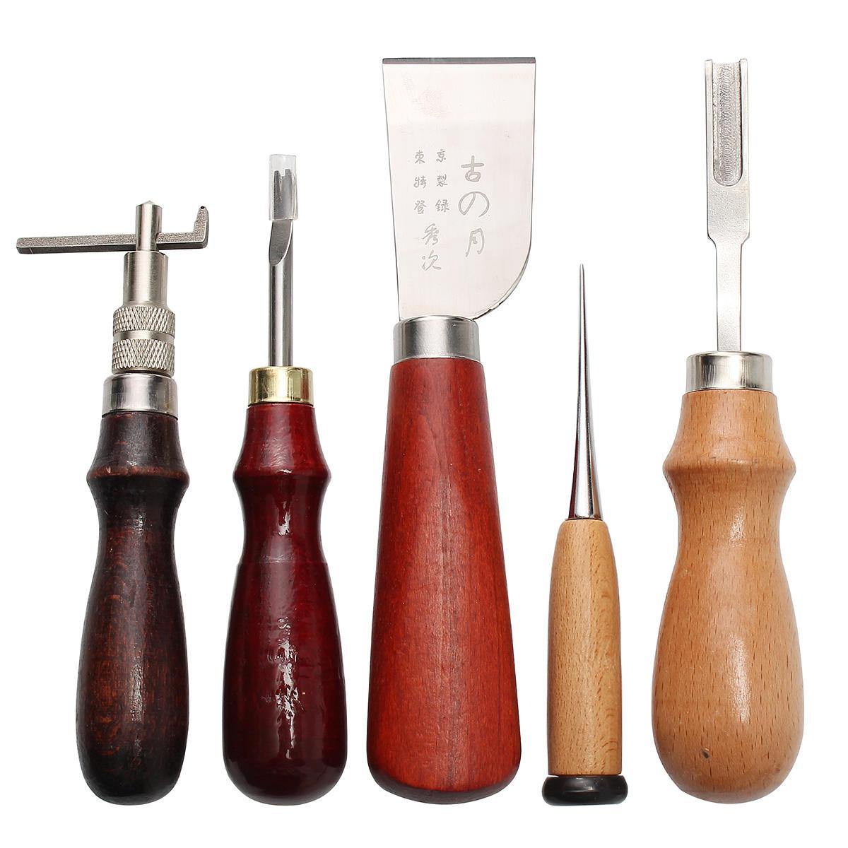 Kit d'outils de maroquinerie 37 pièces pour couture à la main, poinçon, sculpture sur selle 