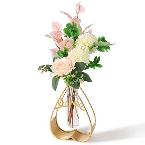 Fasjewly Artificial Flowers in Vase for Decoration,Fake Rose and Hydrangea Flowers Bouquet Silk Plants with Vase Floral Arrangement for Home Decor,Tables Centerpieces