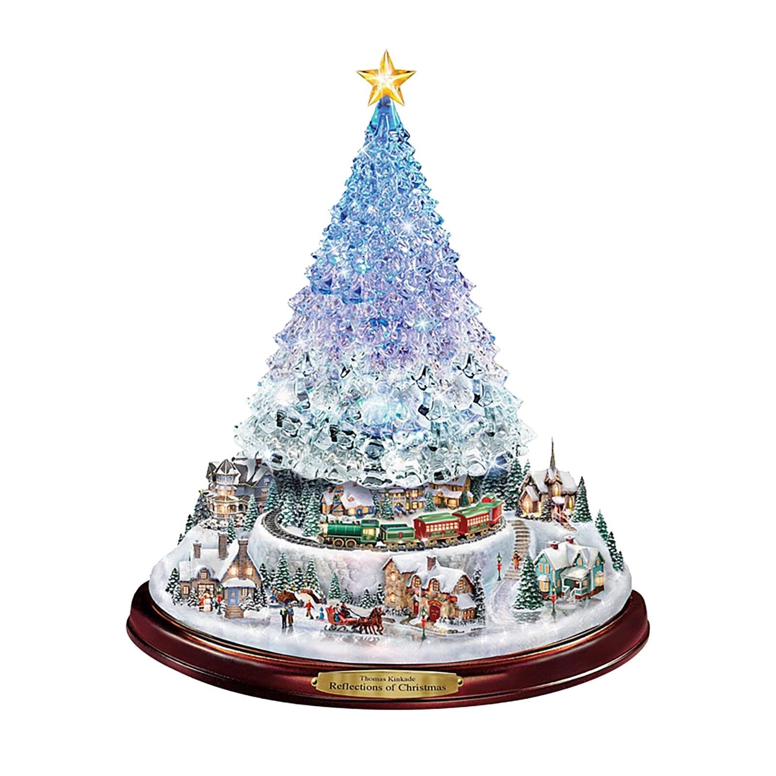 Pinturas adhesivas navideñas con árboles de cristal - Wonderland Express - Escultura giratoria con árbol de Navidad