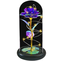 Jeekgsk Birthday Gifts for Women,Women Gifts for Christmas,Light up Rose in Glass Dome,Roses Flower Gifts for Mom,Valentine's Day Gifts Wedding Anniversary Thanksgiving (Purple)