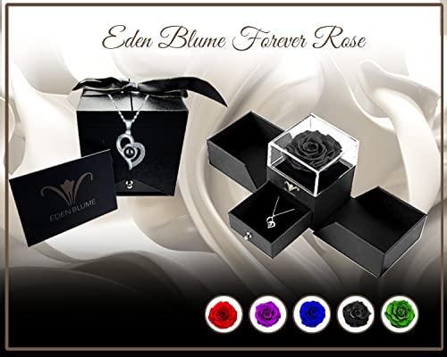 Collier avec rose véritable préservée et cœur dans un coffret cadeau | Fleurs éternelles préservées Roses | Je t'aime en 100 langues | Cadeaux de bijoux pour elle pour la fête des mères, les copines et les occasions spéciales