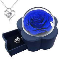 Cadeaux Aldeepo Rose pour femmes Fête des mères avec collier en forme de cœur pour petite amie, cadeaux de Saint-Valentin pour elle, fleurs éternelles pour la fête des mères, cadeaux d'anniversaire