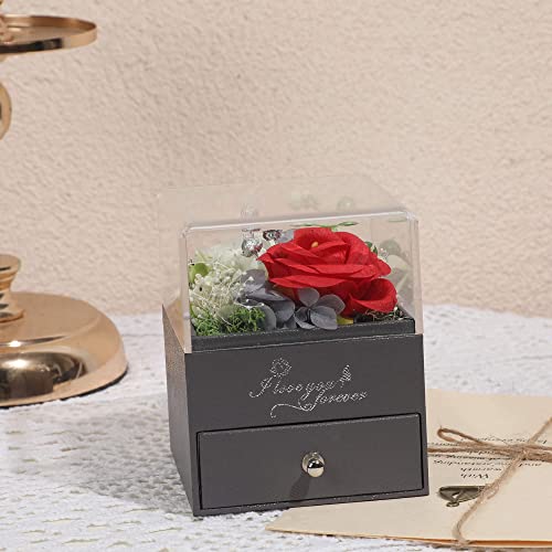 DIYROSEX Cadeau d'anniversaire de roses pour elle, cadeaux de roses pour femmes, boîte à fleurs cadeaux d'anniversaire pour femmes maman épouse petite amie grand-mère, fleurs cadeaux maman pour la Saint-Valentin fête des mères