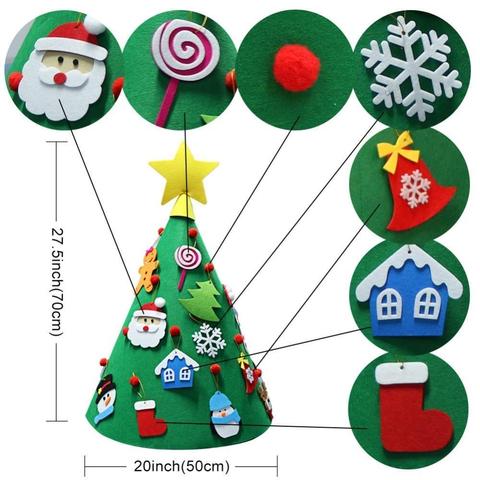 Sapin de Noël en feutre Pendentif sapin de Noël tridimensionnel Puzzle pour enfants Fait main DIY