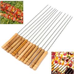 Lot de 12 brochettes de barbecue en acier inoxydable et métal, ustensile pour brochettes de barbecue, 30 cm 