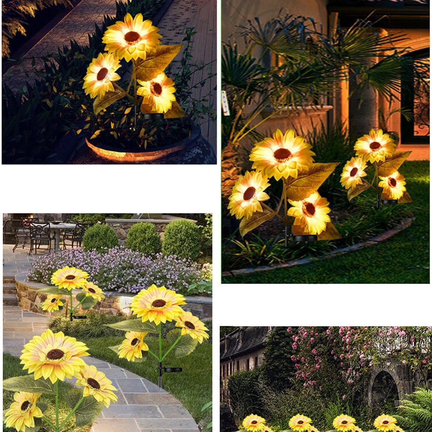 Solar Sunflower 3 Head LED Outdoor Garden Lawn Landscape Light