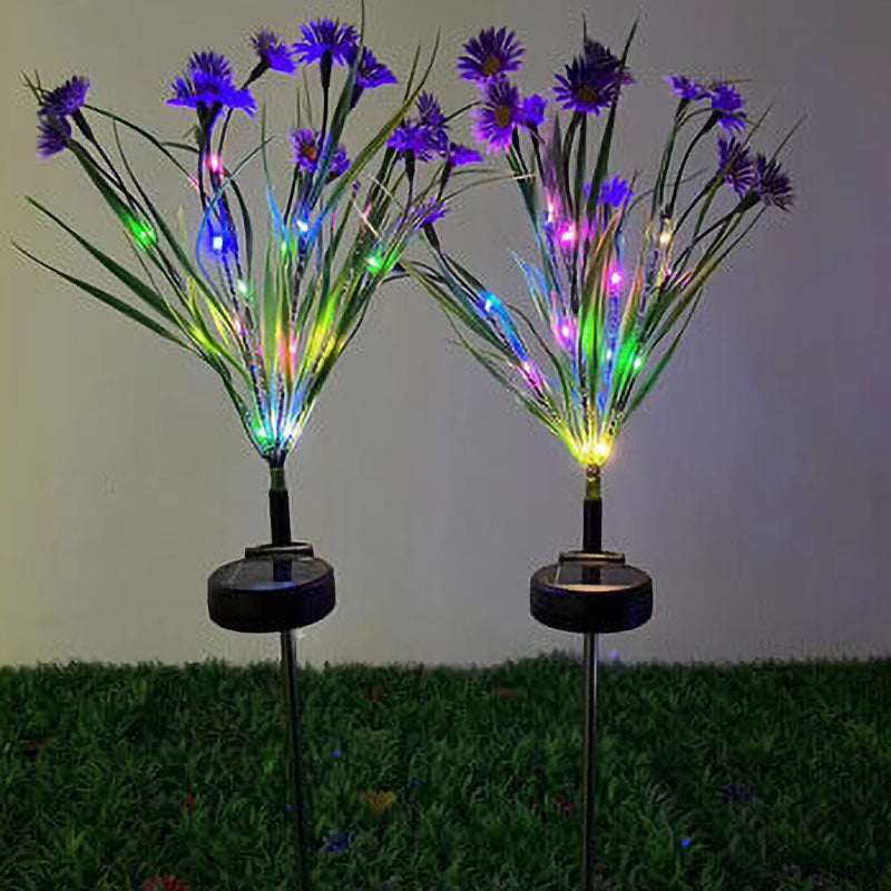 Solar Modern Color Flower Shaped LED Grounding Plug Outdoor Light