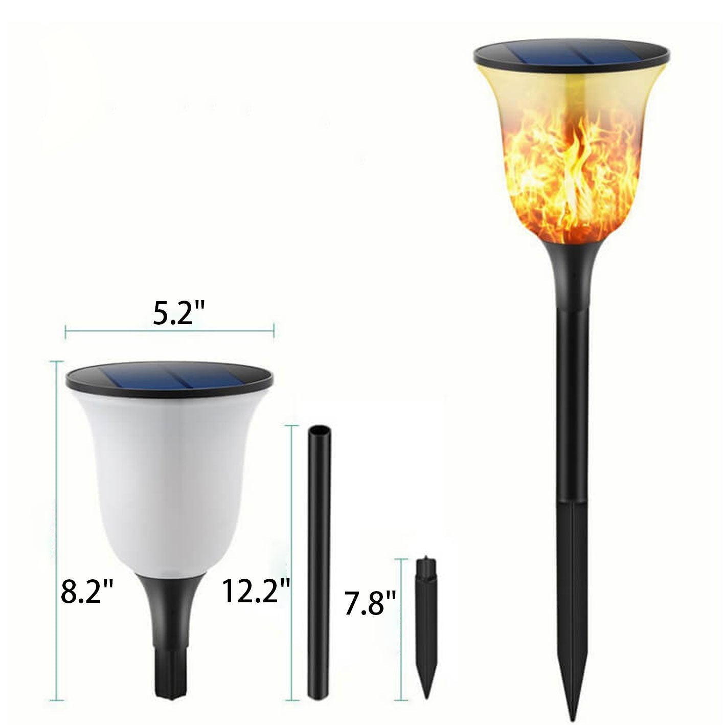 Lampe torche solaire d'extérieur à flamme pour pelouse, éclairage de paysage pour jardin au sol 