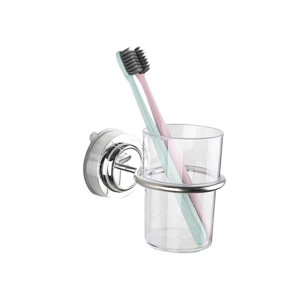 Porte-gobelet à ventouse en acier inoxydable 304 pour brosse à dents et porte-gobelet de salle de bain 